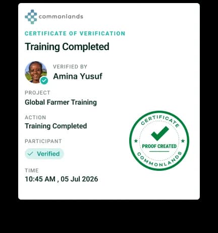 Certificate of verification for a completed action