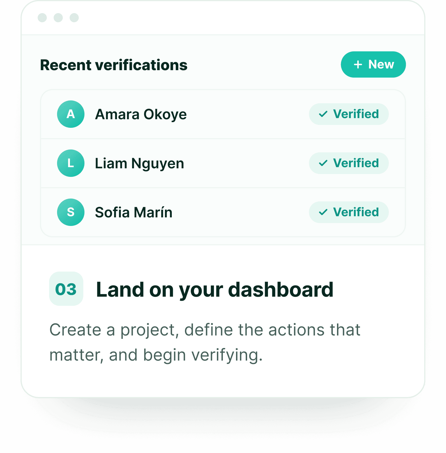 Recent verifications list